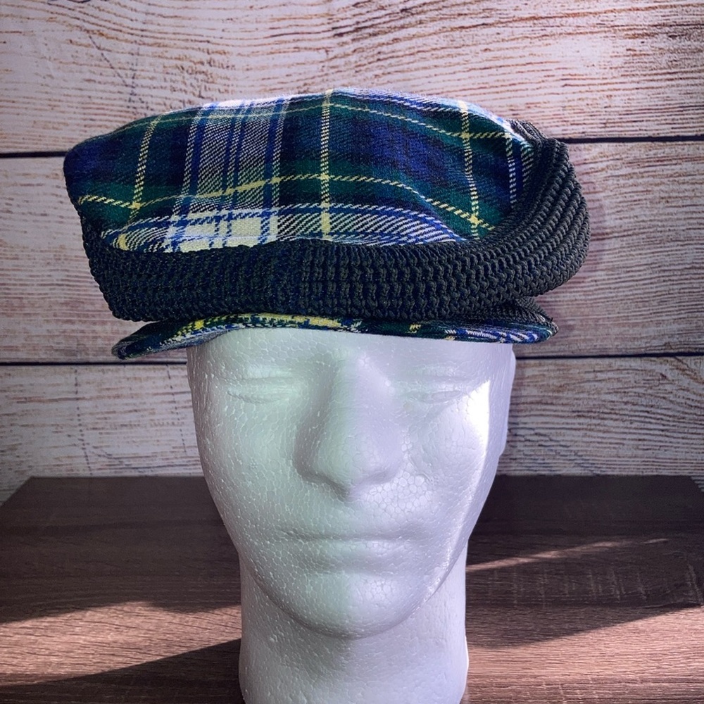 Vtg Spean Bridge Woollen Mill Scotland Wool Plaid Flat Cap Newsboy Hat Tartan